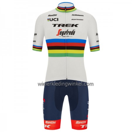 Set Fietsshirt + Korte Koersbroek 2022 Trek-Segafredo Wereld Kampioenschap Veelkleurig Wit